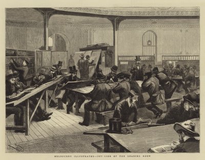 Melbourne Illustrated, Interior of the Reading Room by Frederic Villiers